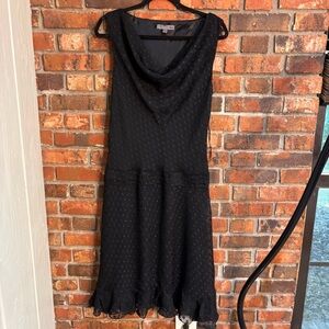 Bice womens sleeveless drop waist swiss dot midi dress black 14